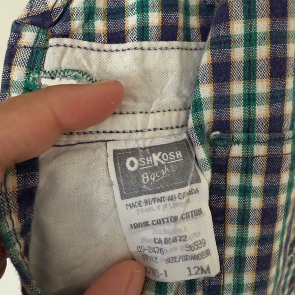 VINTAGE OshKosh B’Gosh Green Plaid Kids Overalls - Picture 4 of 4